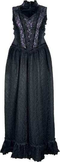 Sinister Gothic   Goth Lang kjole   Long Gothic DresS til XXL   Damer   svart lilla