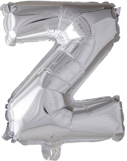 Bokstaven Z   Sølvfarget JUMBO Folieballong 102 cm