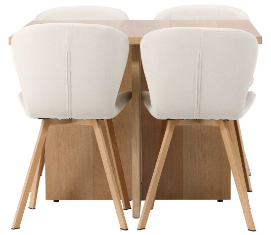 Venture Design Leo & Lilja spisegruppe Beige/natur 4 stoler & bord 100 x 100 cm