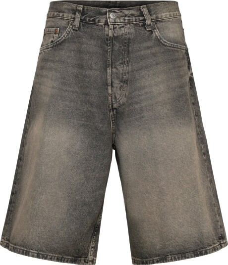Weekday Astro Mid Rise Loose Baggy Denim Shorts   Black   36