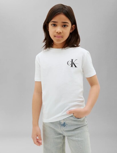 Calvin Klein Small Chest Monologo Ss T Shirt White 140 Calvin Klein Small Chest Monologo Ss T Shirt White 140