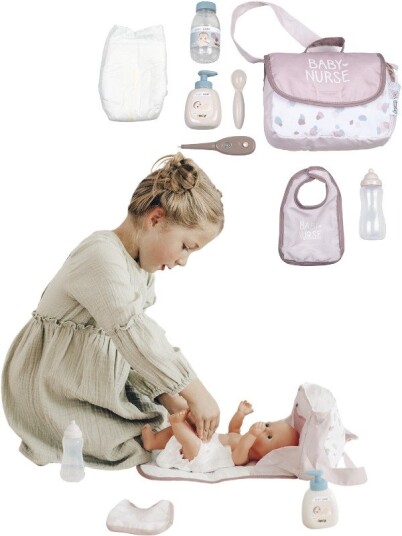 Smoby Baby Nurse stellebag til dukke med 7 tilbehør passer dukke opptil 42 cm