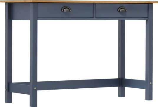 vidaXL Konsollbord Hill 2 skuffer grå 110x45x74 cm heltre furu