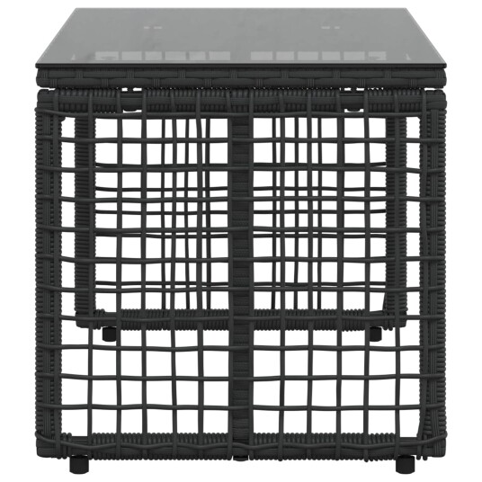  Utebord Svart 80 x 40 x 40 cm PE Rattan og Glass