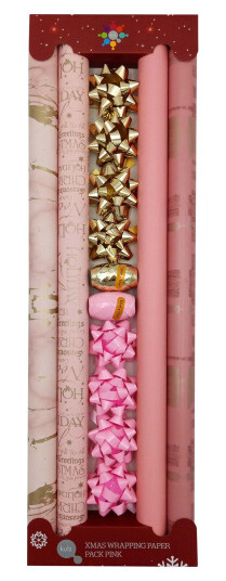 KULZ XMAS GAVEPAPIRSETT ROSA KUXMASWRAPINK