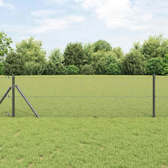 Sveiset Wire Gjerde med 13 Stolper Grå 0.6x50 m Stål