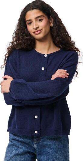 Pieces Pcida Ls O Neck Knit Cardigan Noos Bc Navy L