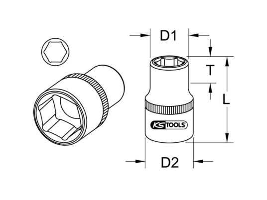 Ks Tools 911.1036, Stikkontakt, 1", Metrisk, 1 Hoder, 36 Mm, Kromvanadiumstål