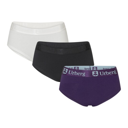 Urberg Bamboo Hipsters 3-pack Wmn Black Beauty+bright White+grape XL Urberg Bamboo Hipsters 3-pack Wmn Black Beauty+bright White+grape XL