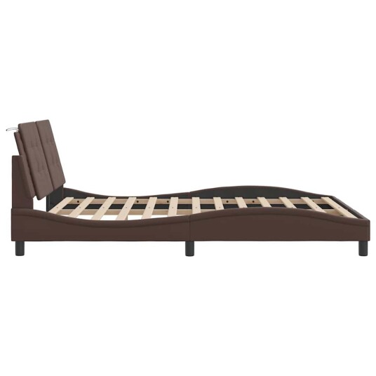 Sengeramme med hodegavl brun 160x200 cm kunstlær 8721012346765