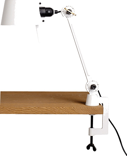 Tonone Bolt Bordlampe Kort Én Arm med Klemme Pur Hvit