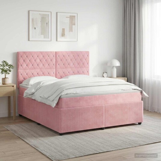 vidaXL Kontinentalseng med madrass Rosa 140 x 200 cm Fløyel