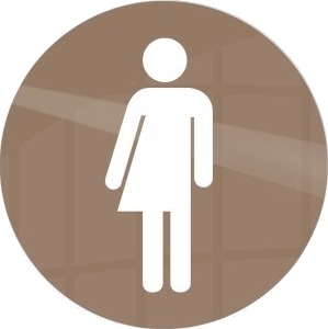 Skilt Kønsneutral Silhuet Toilet Ø10 Cm Alu. Caffe Latte
