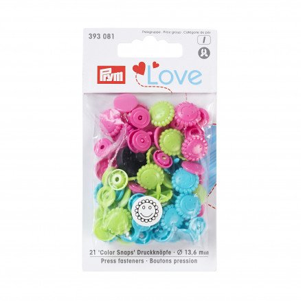 Prym Color Snaps Trykknapper Plast Blomst 13,6mm Ass Grønn Turkis 30 stk