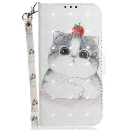 INCOVER Samsung Galaxy A25 (5G) Kunstskinn Deksel m. Trykk & Stropp - Søt Katt