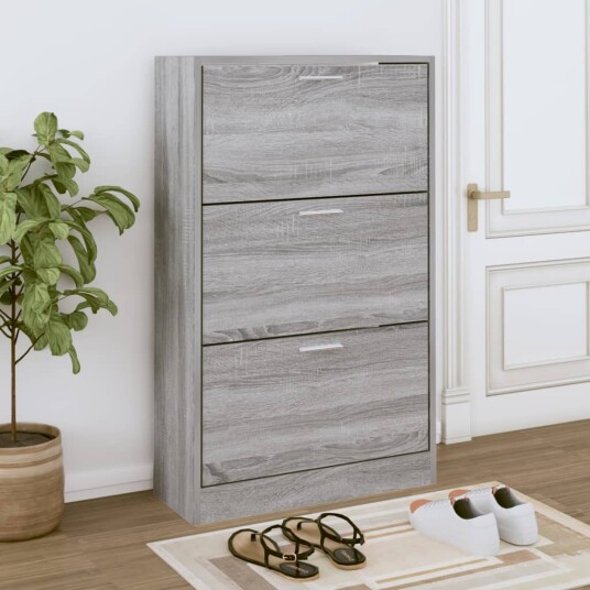 vidaXL Skoskap gr? sonoma 63x24x103 cm konstruert tre