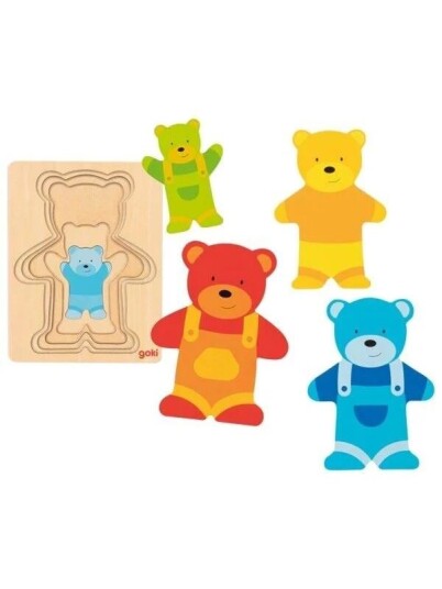 Goki Wooden Layer Puzzle Bear 5 pcs. Tre