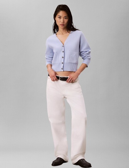 Calvin Klein Jeans Wool Cotton Raglan Cardigan Blue L