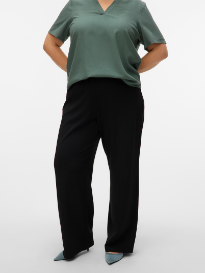 Vero Moda Curve Berlin Zamira Mid Waist Wide Pant Sort 44/32