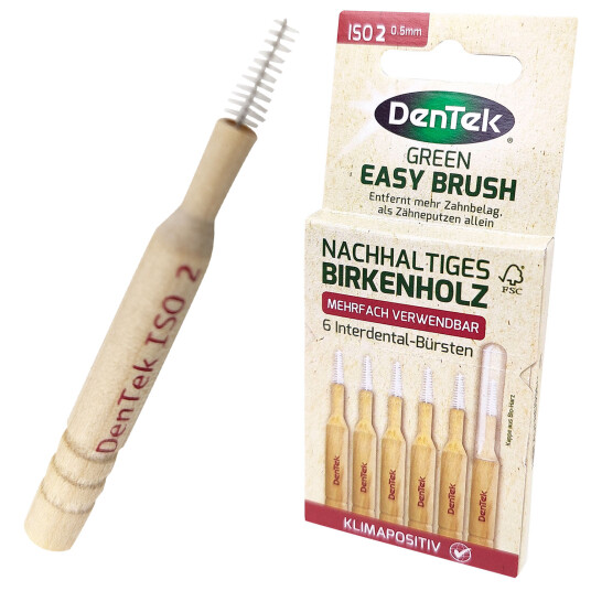 DenTek Green Easy Brush Gap børster 0,50 mm. ISO 2 - RØD