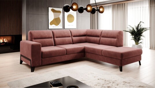 Anglika Sofa m. Sjeselong 4 seters   Rosa