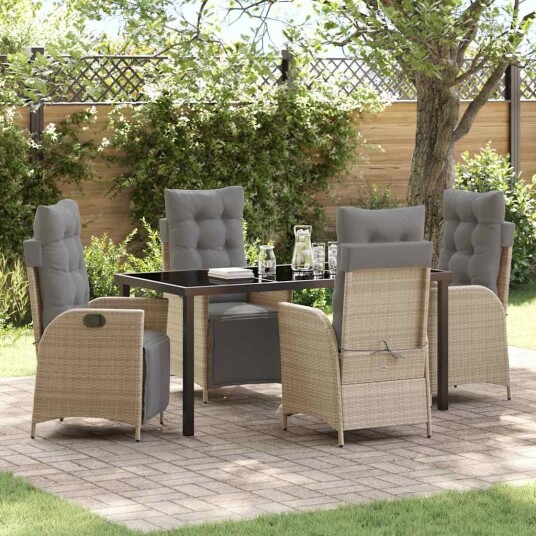 5-delt Hagespisserbordsett i Beige Poly Rattan