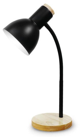 Platinet 45177 Bordlampe   E27 Max 60W E14 Max 25W Justerbar Arm   Sort