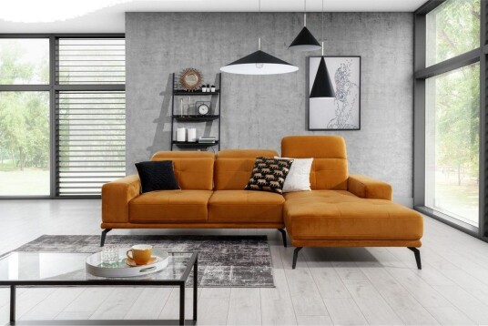 Hjørnesofa Eltap Torrense 265x175x98 cm Monolith 48 Oransje Høyre
