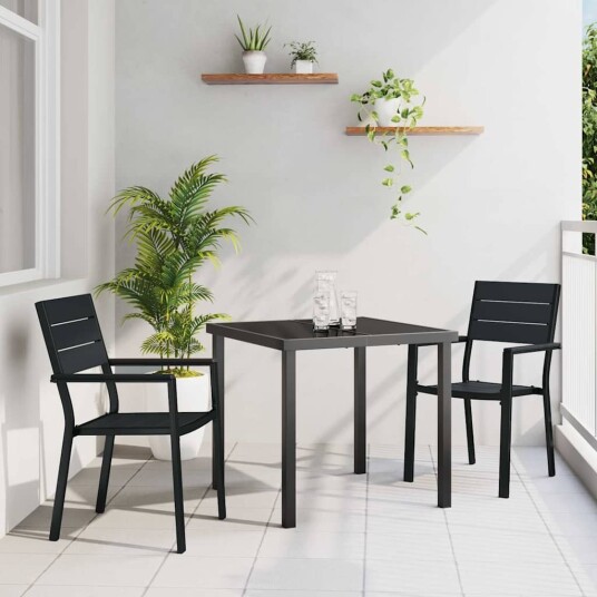 vidaXL Hage Spisegruppe 3 pcs Svart Pulverlakkert stål