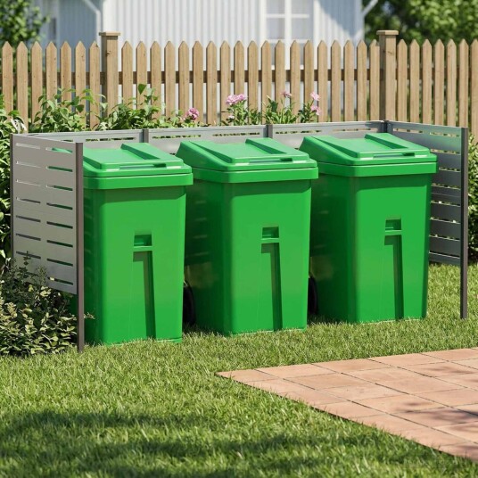 vidaXL Skjerm for søppeldunk 249 x 85 x 113 cm Galvanisert stål Sølv