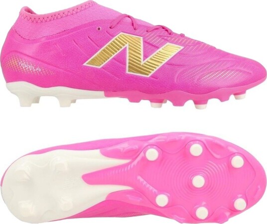 New Balance Tekela V5 Team Low Cut Fg Pure Ambition   Pink Heat/hvit/gull Barn   Gress (Fg) størrelse 37