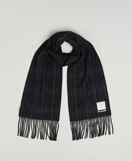 Tiger of Sweden Dupli Checked Wool Scarf Light Ink