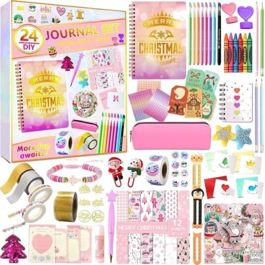Adventskalender 2026 for jenter   24 dagers nedtelling til jul DIY Journal Kit Skrivesett Scrapbook Journal Rekvisita Journaling Kunst Håndverkssett