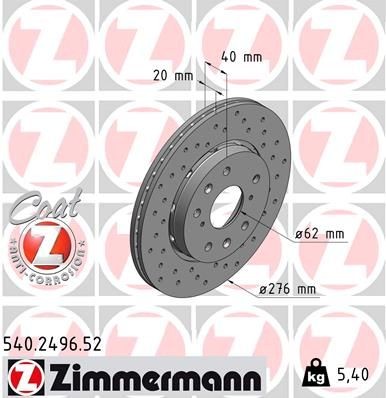 Bremseskive ZIMMERMANN 540.2496.52