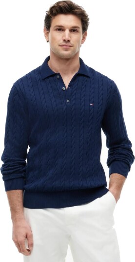 Tommy Hilfiger Classic Cotton Cable Ls Polo Navy S Tommy Hilfiger Classic Cotton Cable Ls Polo Navy S