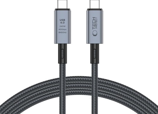 Tech-Protect UltraBoost Max 2m USB 4.0 Type-C Kabel PD240W 8K 40Gbps Grå Tech-Protect UltraBoost Max 2m USB 4.0 Type-C Kabel PD240W 8K 40Gbps Grå