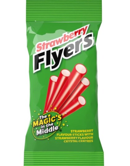 Maxilin Strawberry Flyers Lakrisstenger med Jordbærfyll 75 gram