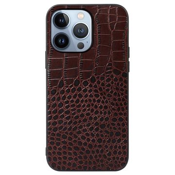 Krokodille-Serien iPhone 14 Pro Max Hybrid-deksel Brun