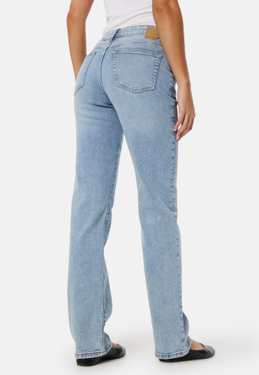 Pieces Pckelly Mid Waist Straight Jeans Light Blue Denim 26/30