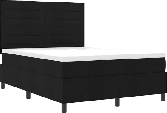  Box Spring Seng med Madrass Svart 140x200 cm Stoff