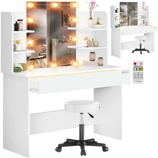 Deub Sminkebord Lucia med LED-belysning og krakk