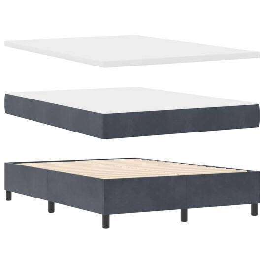  Box Spring Seng med Madrass Mørk Grå 140x200 cm Fløyel