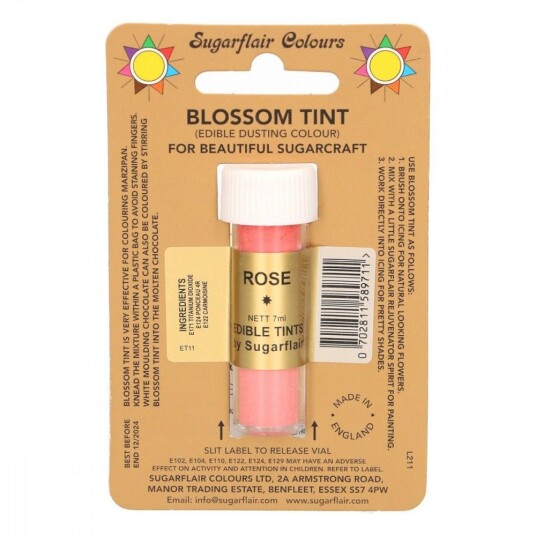 Sugarflair Pulverfarge Rose 7ml 