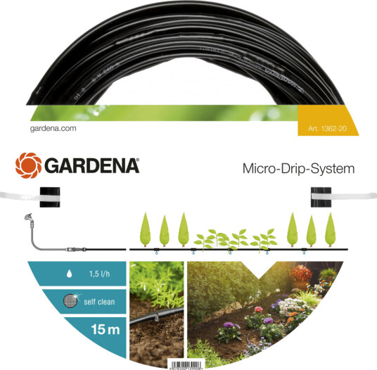 Gardena Dryppslange over bakken 4,6 mm (3/16"), 15 m Gardena Dryppslange over bakken 4,6 mm (3/16"), 15 m