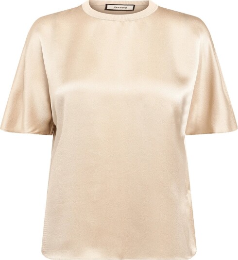 Reiss Lena Silk Shortsleeve Top CHAMPAGNE NEUTRAL 42 Reiss Lena Silk Shortsleeve Top CHAMPAGNE NEUTRAL 42