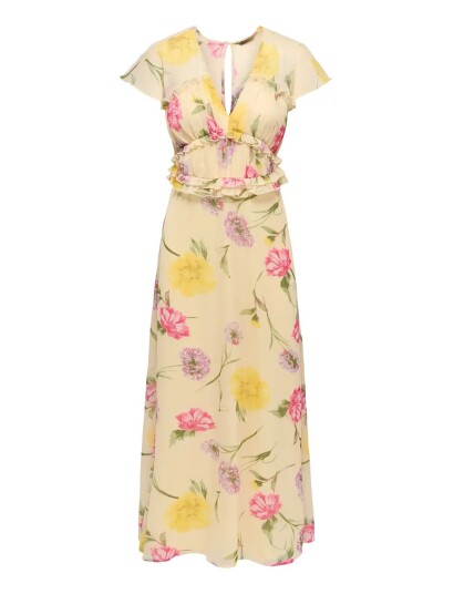 ONLY Onlvalda S/S Long Frill Dress Wvn Ex   Pink   XL