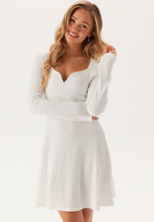 BUBBLEROOM Structured V-neck Skater Dress White L