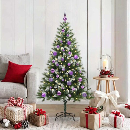 Kunstig leddet juletre med flocket snø Grønn og hvit 150 cm Kunstig leddet juletre med flocket snø Grønn og hvit 150 cm