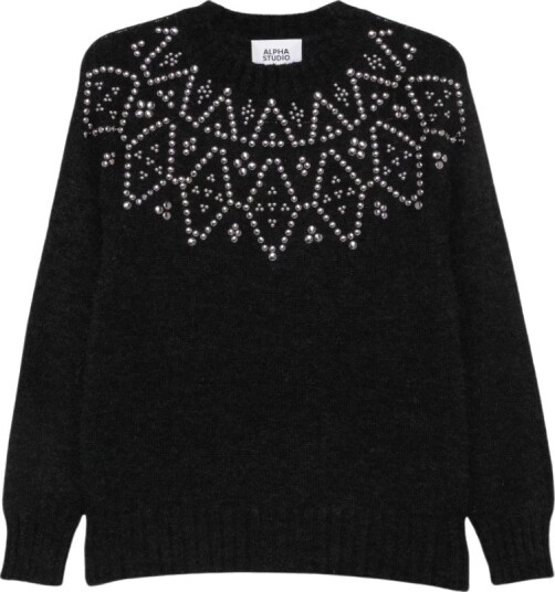 Alpha Studio Dame Strikkevarer Svart M,