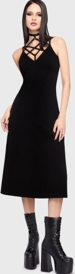 Killstar Goth Middellang kjole Chapel Blessing Garden Altar Maxi Dress XS til 4XL Damer svart